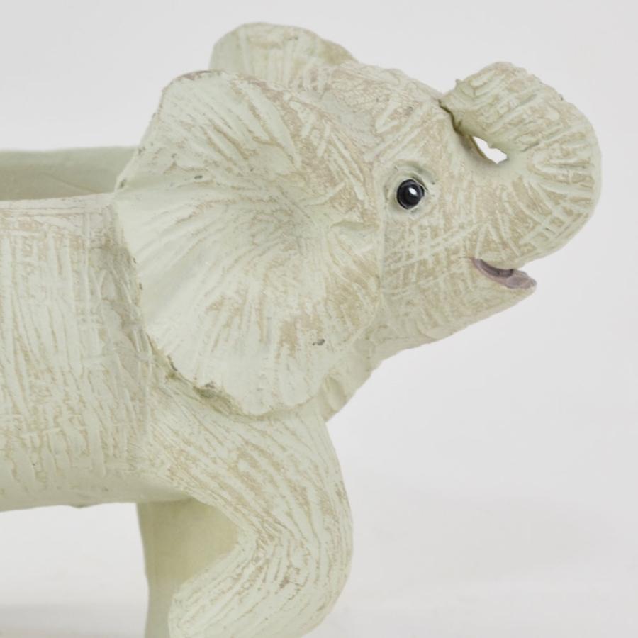 * vintage elephant ❀ * もふもふ 小さな 象さん レジンミニチュアポット エレファント ぞうさん 子象 ミニ鉢 : ラタン