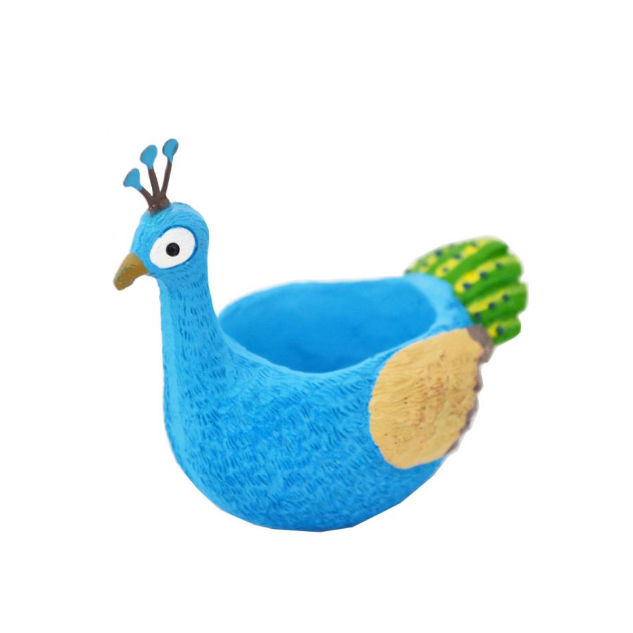 レジンミニチュアポット ピーコック クジャク ポット ミニ鉢 : ラタン