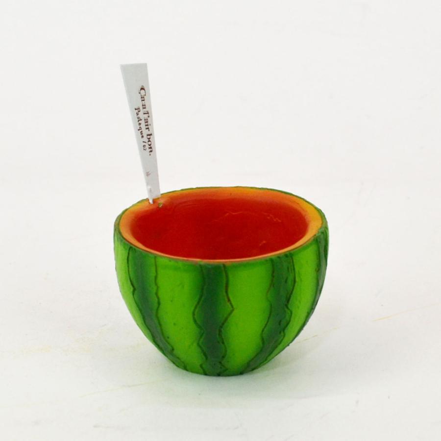 スイカ陶器オブジェ レジンミニチュアポット フルーツカップ すいか スイカ 鉢 : ラタン