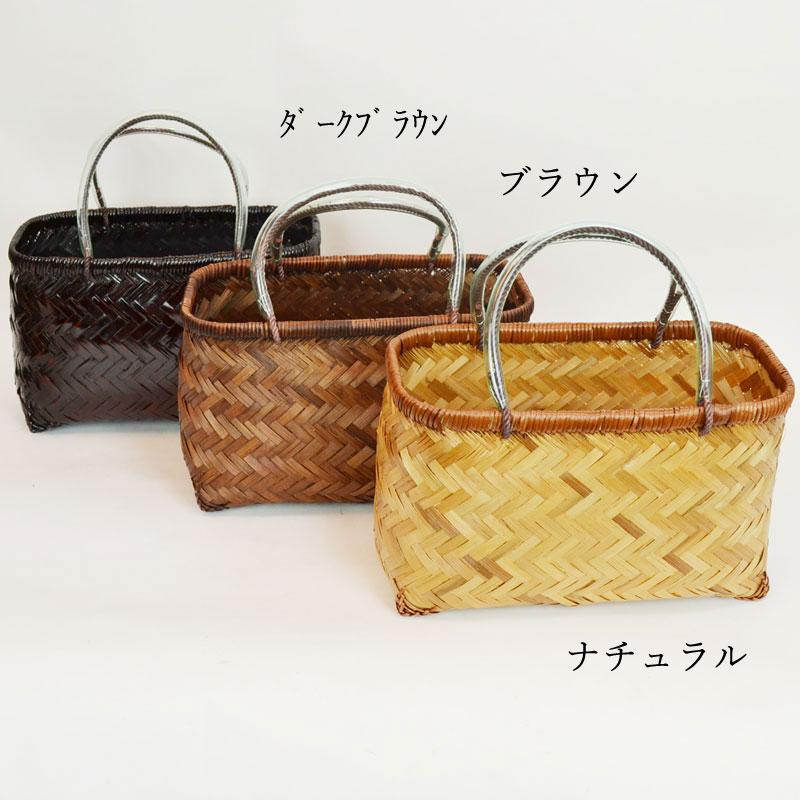 竹製 市場かご よこ型S ブラウン 横長 竹かごバッグ カゴ : ラタン
