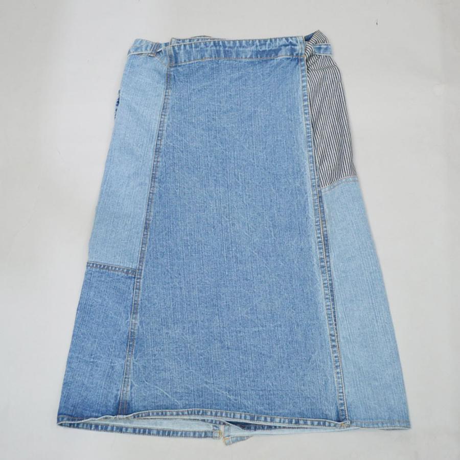 【ロンハーマン】大判ストール　パッチワーク　ひざ掛け　ニット×デニム　イタリア製 ロンハーマン】大判ストールパッチワークひざ掛けニット×デニム