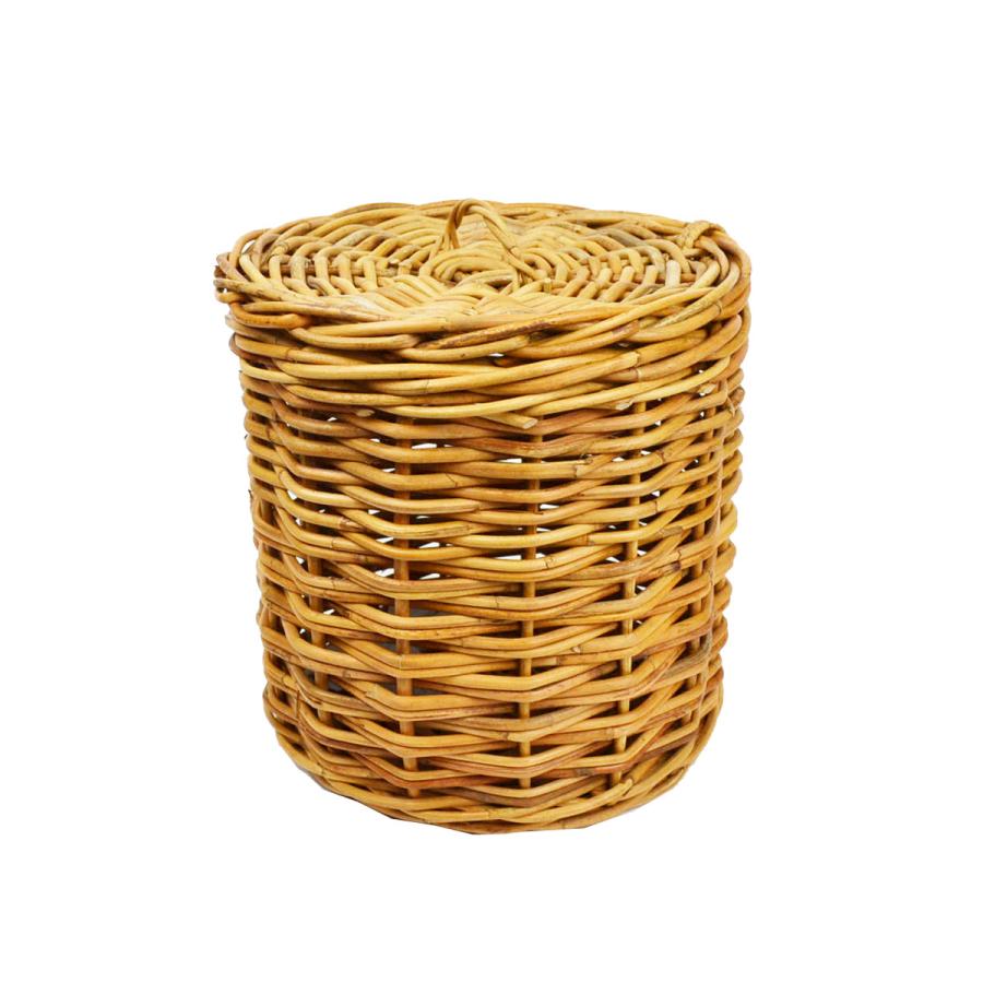 アラログふた付きラウンドバスケット S THE AROROG : ラタンハウス