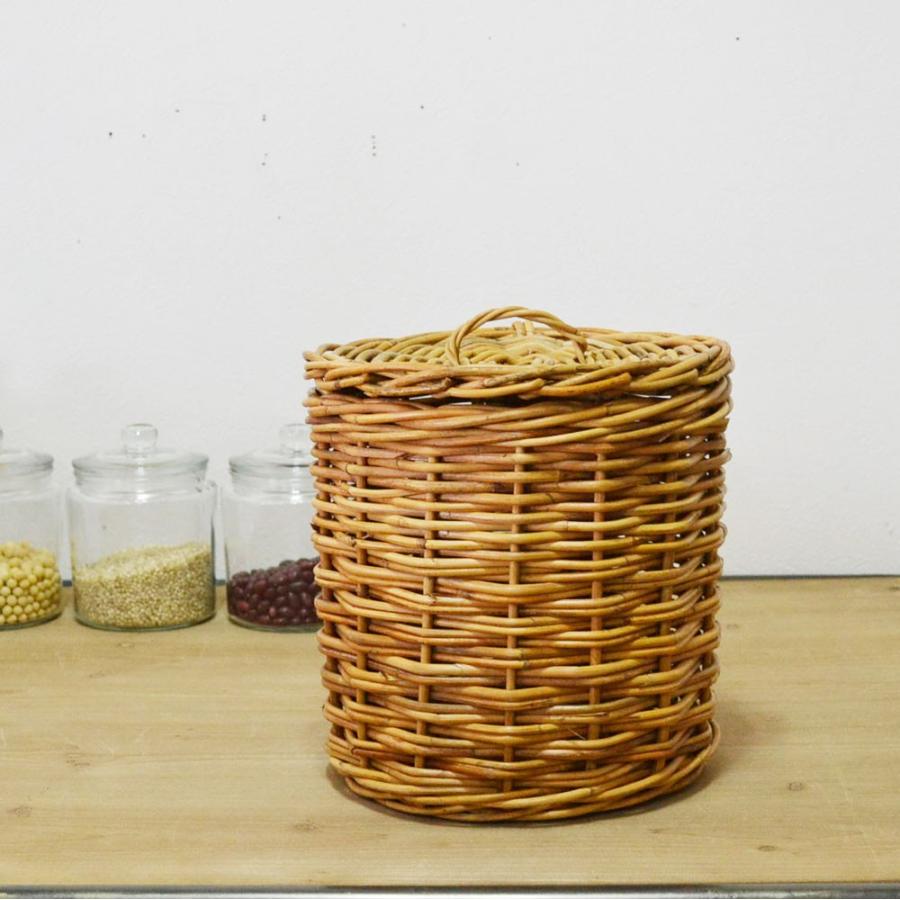 アラログふた付きラウンド バスケットL THE AROROG : ラタンハウス