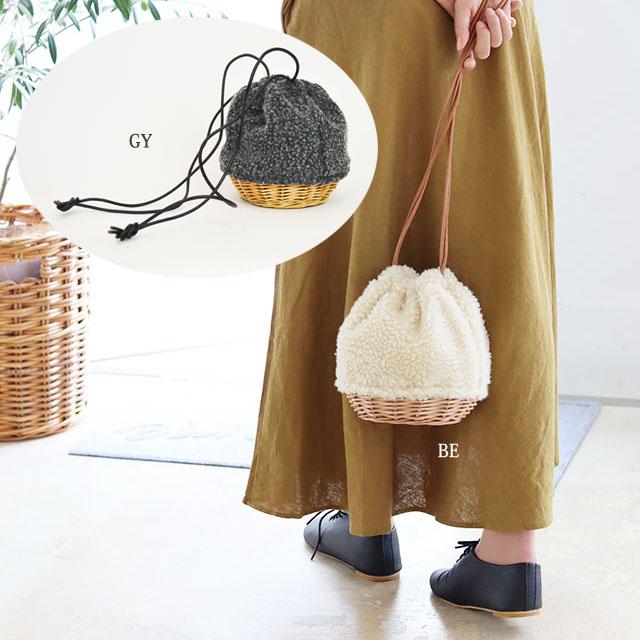 柳ボア かごバッグ 巾着 かわいい 肩掛け ハンドバッグ 24 Mk14 ラタンハウスかごや ヤフー店 通販 Yahoo ショッピング