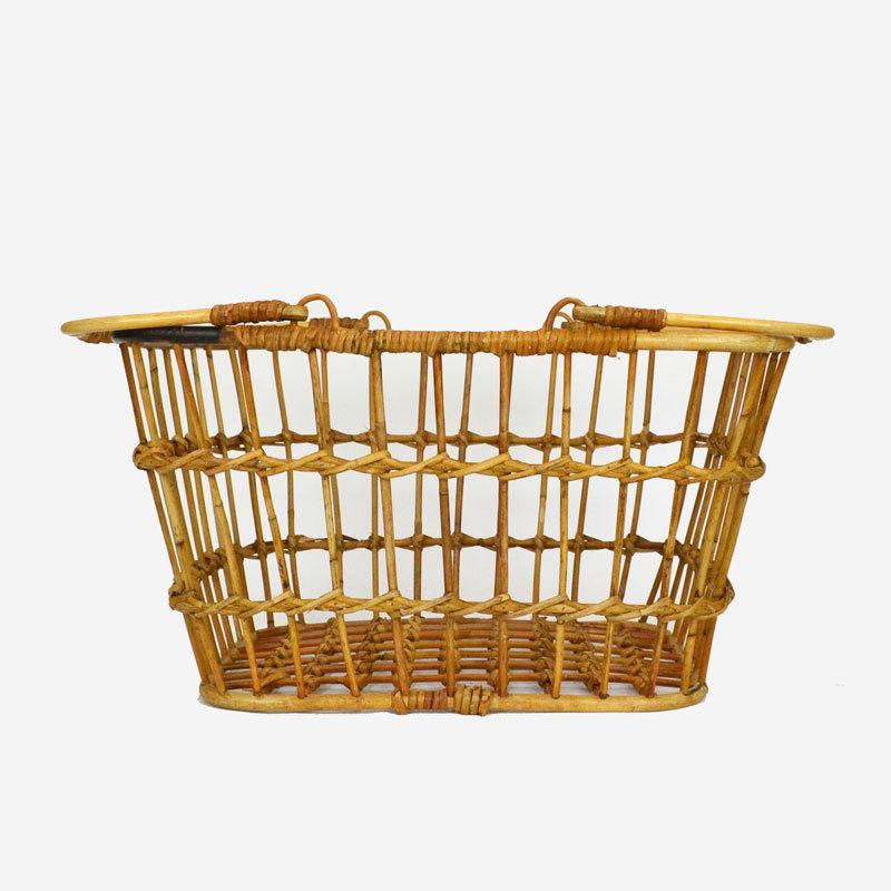 ユグラ ラタン マーケットバスケット L 透かし 籐 かご : ラタンハウス