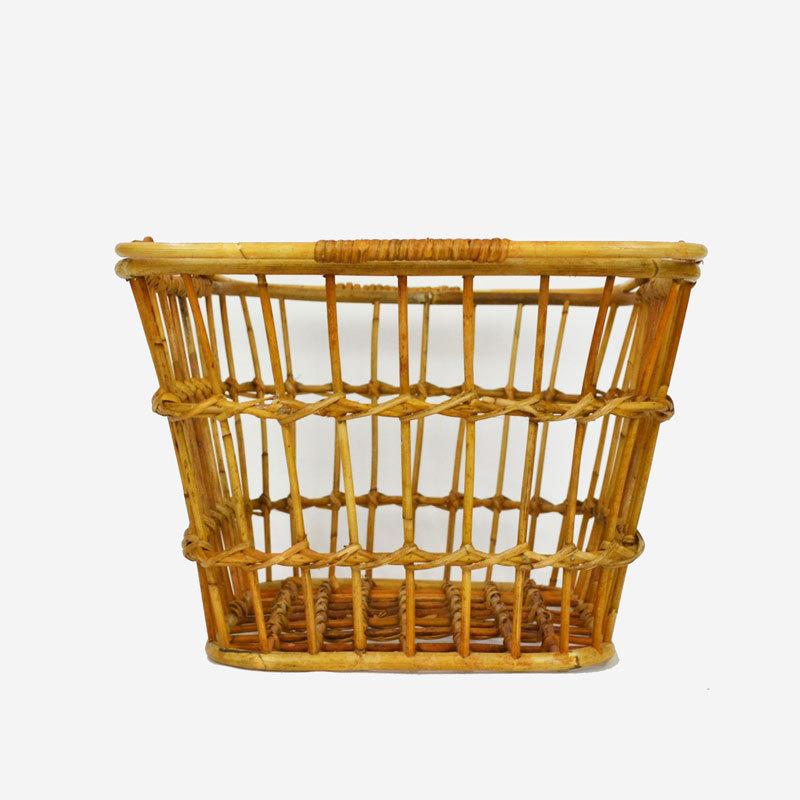 ユグラ ラタン マーケットバスケット L 透かし 籐 かご : ラタンハウス