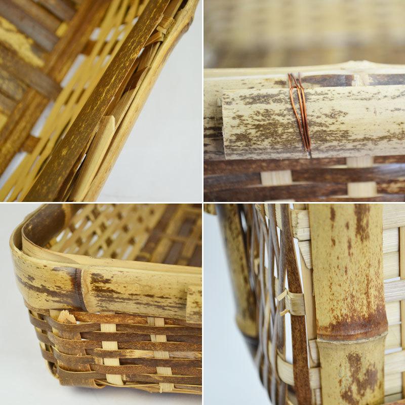 黒竹 竹かご L クロチク トレー 皮竹 青竹 台所 収納 : ラタンハウス