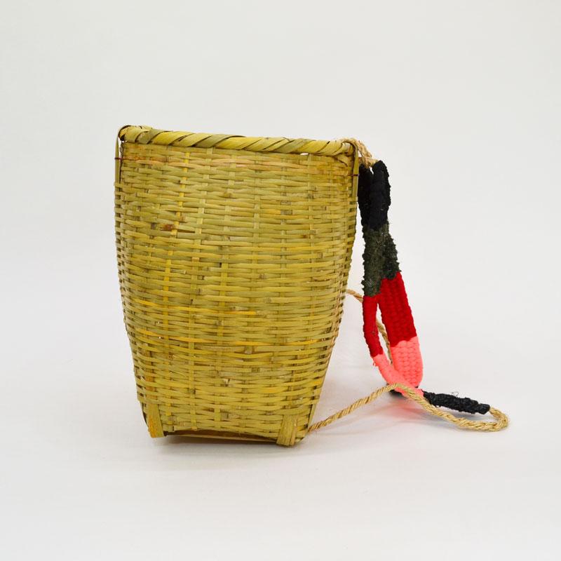 竹製 背負い籠 しょいかご 丸小 背負いかご リュック 竹 : ラタン