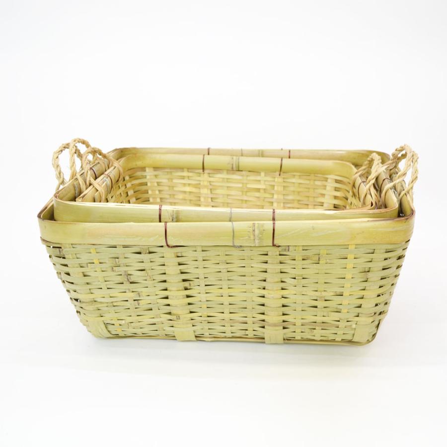 竹の収穫かご 青竹 野菜かご SMLセット 収納 竹籠 : ラタンハウス