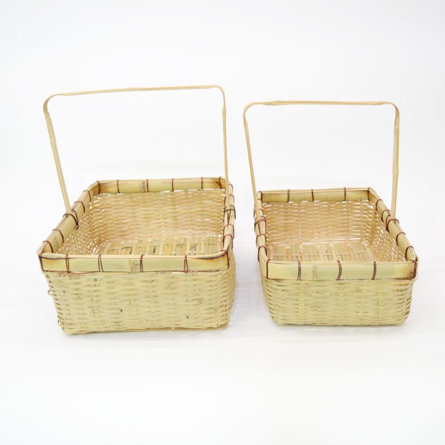 竹の収穫かご 青竹 長角 一本手 SLセット 野菜かご 籠 : ラタン