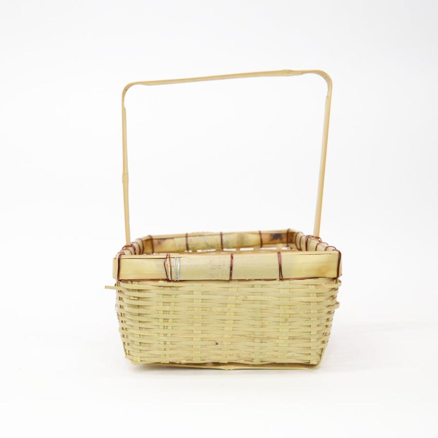 竹の収穫かご 青竹 長角 一本手 SLセット 野菜かご 籠 : ラタン