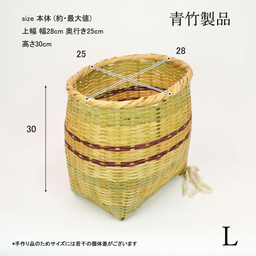 竹の収穫かご 青竹 腰籠 横縞 茶 L 山菜採り 農具 竹籠 : ラタン