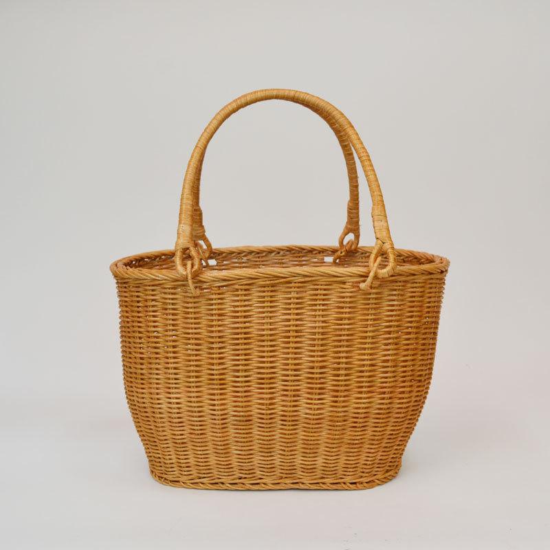 ラタンバスケット 買い物かご 長丸 エコバッグ かごバッグ N009 Mk03 ラタンハウスかごや ヤフー店 通販 Yahoo ショッピング