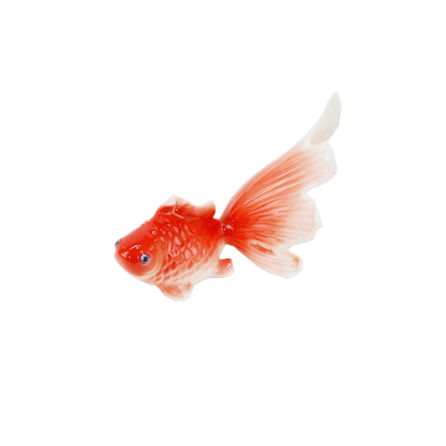 陶器の置き物 金魚赤 オブジェ オーナメント 和小物 置物 : ラタン