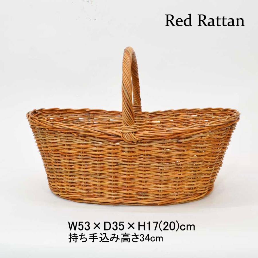 レッドラタン 紅籐 ビッグ ピクニックバスケット 舟型 籐籠 : ラタン