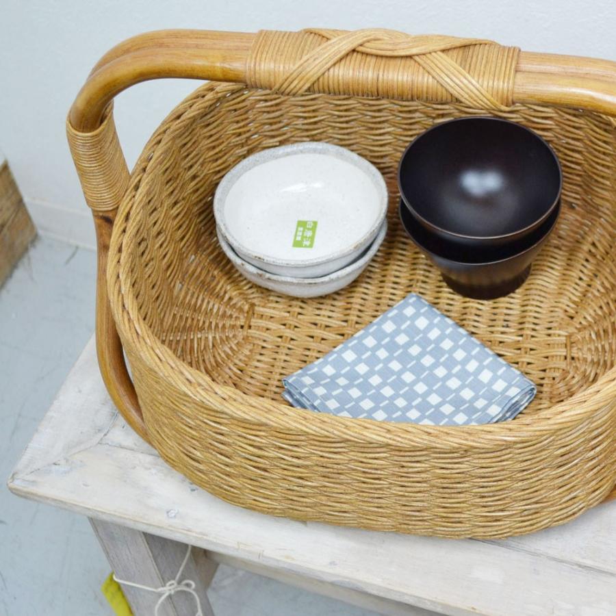 高級ラタンバスケット 長角1本手 インドネシア製 かご 籐 : ラタン