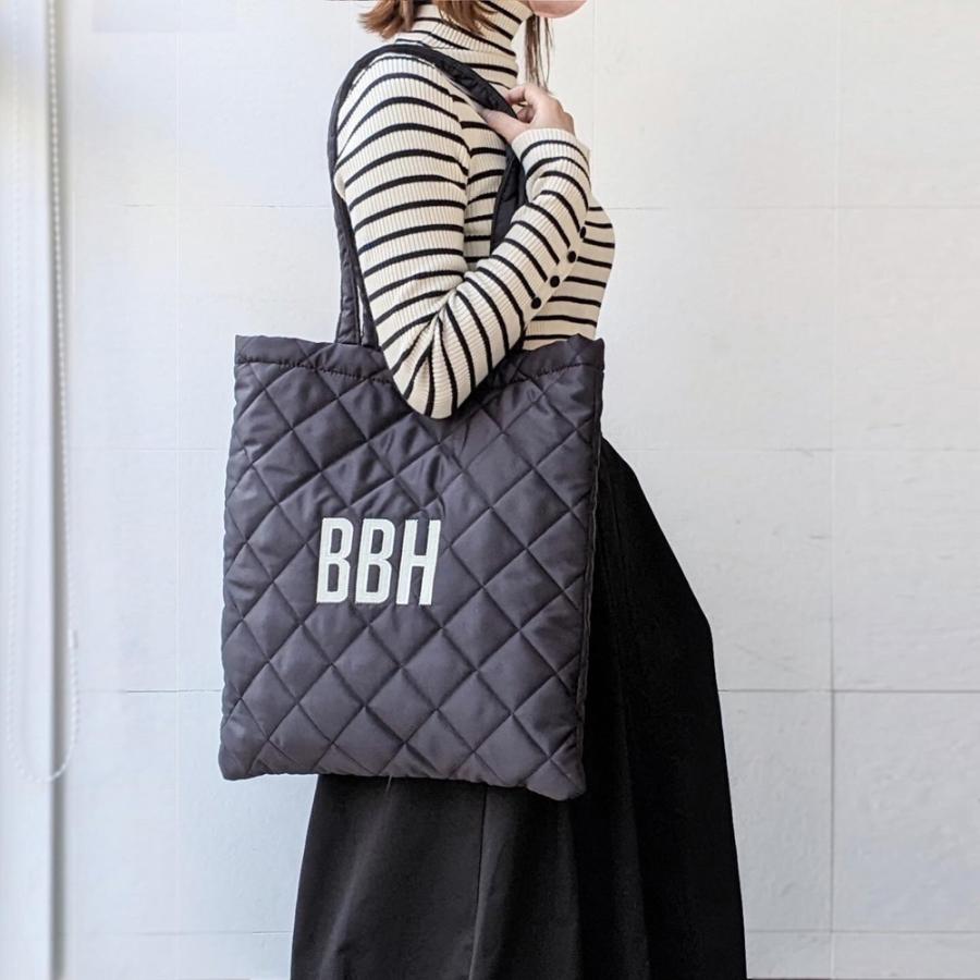 BBH キルティングトートバッグ ブラック 肩掛け 大きい 鞄 : ラタン
