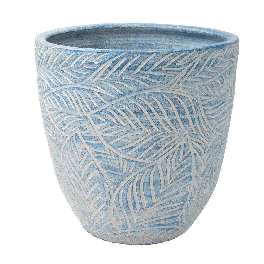 新品　未使用　ティファニー　水色 テラコッタ　フラワーポット　植木鉢 カラーテラコッタ鉢 植木鉢 ブルーリーフ L プランター 12号 青