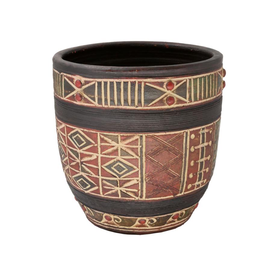 カラーテラコッタ植木鉢 プランター ナスカ M 9号 黒 | 