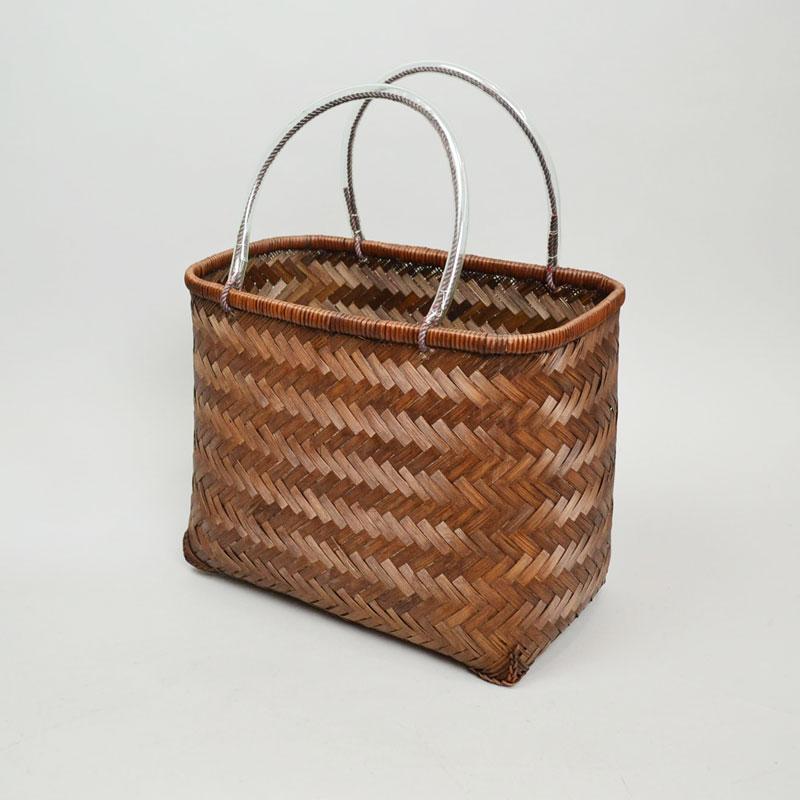 竹製 市場かご たて型L ブラウン 竹かごバッグ 市場籠 : ラタン