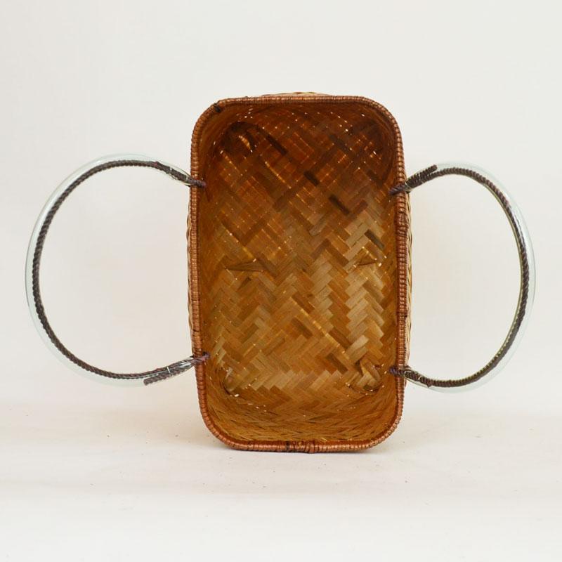 竹製　カゴバッグ 竹製 市場かご よこ型L ナチュラル 横長 竹かごバッグ 籠