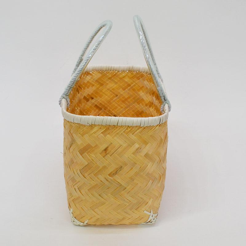 竹かごバッグ よこ型 M ナチュラル色 市場かご 自然色 : ラタン