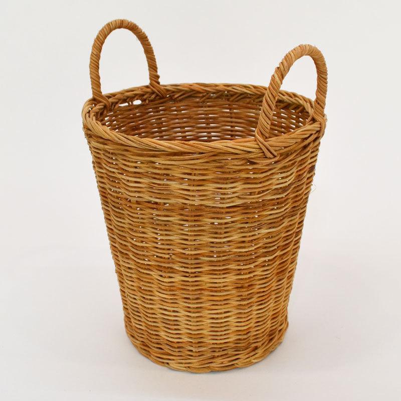 HR448 【大型66cm ハンドメイド】ラタン　キャッスル　籐　ハウス ラタンバスケット オーバル1本手 ディスプレイ 籐かご 収納