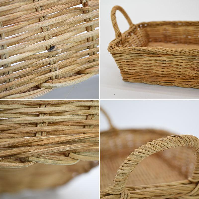 ラタン製 取手付きかご 長角 バスケット L パントレー : ラタンハウス