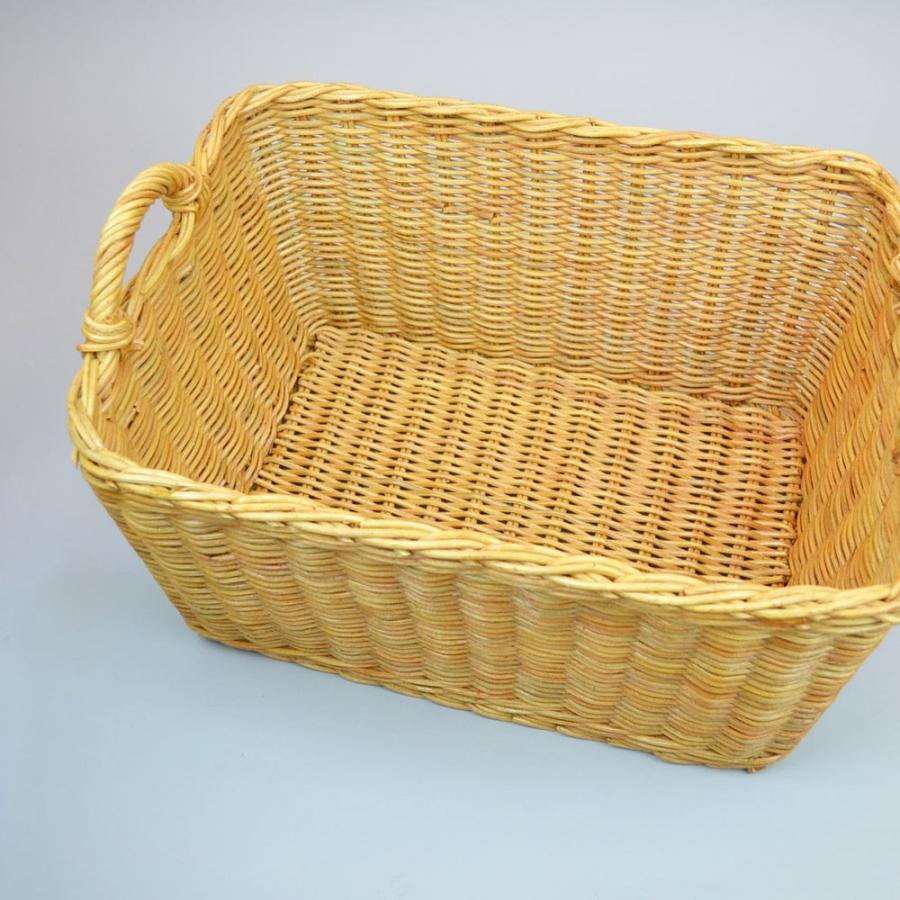 ラタン 角 深型 取っ手付き ランドリーバスケット 脱衣かご : ラタン