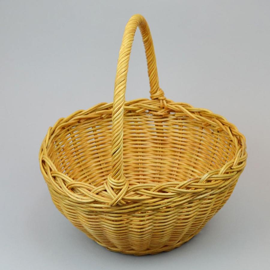 ラタン サークル 1本手 バスケット かごバッグ フラワー : ラタン