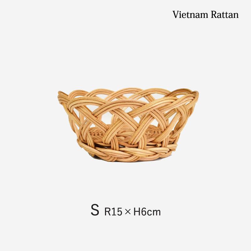 ラタン製 うろこ編み 透かし 丸かご SML セット 収納 : ラタンハウス