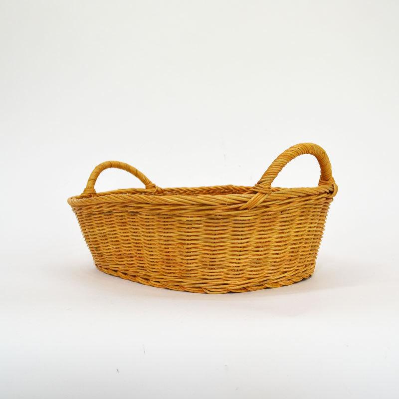 ラタン製 両耳付き 浅型 オーバルバスケット 籐かご 籠 : ラタンハウス