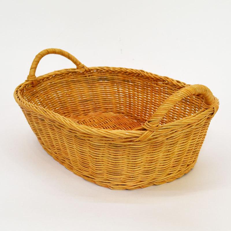 ラタン製 両耳付き 浅型 オーバルバスケット 籐かご 籠 : ラタンハウス