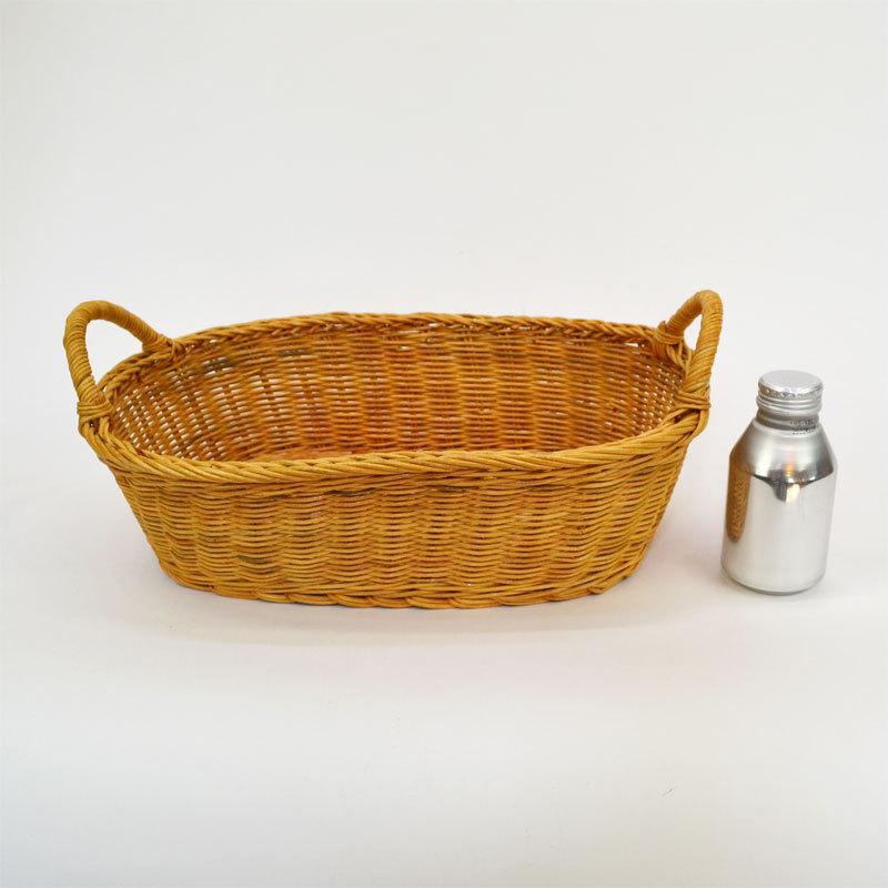 ラタン製 両耳付き 浅型 オーバルバスケット 籐かご 籠 : ラタン