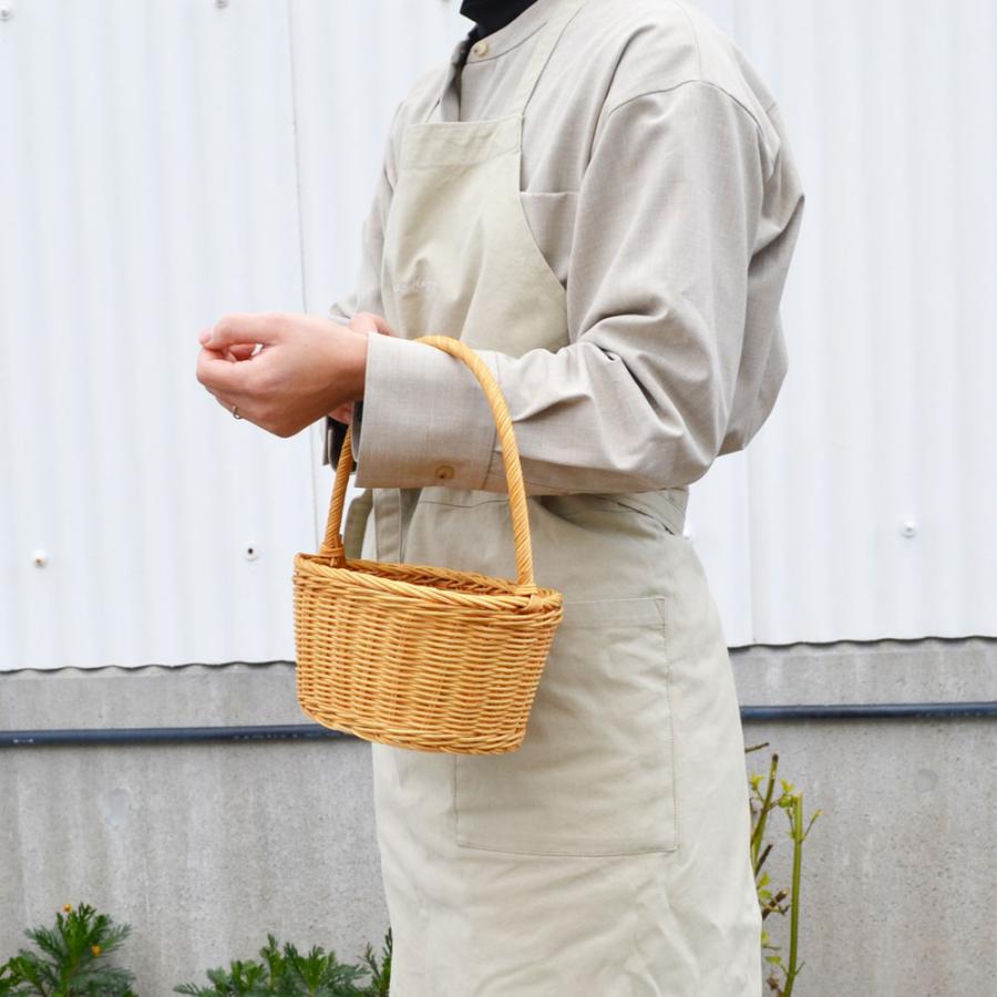 ラタン製かごバッグ オーバル フラワーバスケット 一本手 S ラタン製かごバッグ オーバル フラワーバスケット 一本手 S