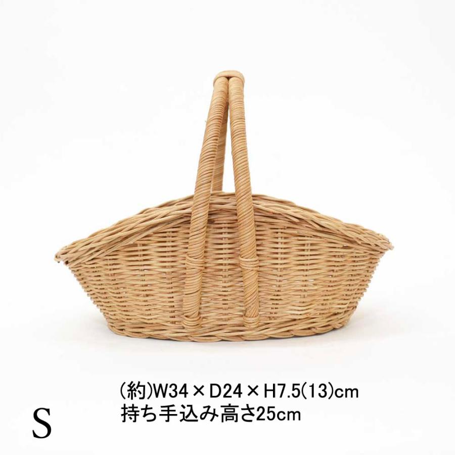 ラタン製かごバッグ 山型 S ピクニックバスケット 三角 籠 : ラタン