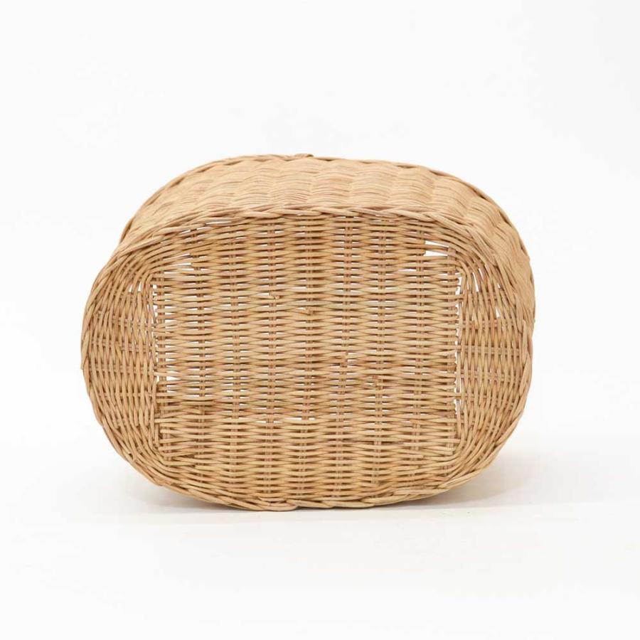 giau ラタン製かごバッグ 深型 楕円 巻縁 ピクニック : ラタン