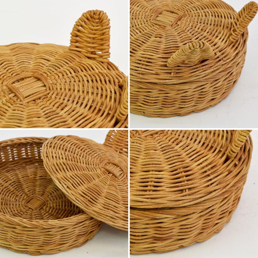 giau ラタン製 キャットバスケット 猫耳 フタ付き 収納 : ラタンハウス