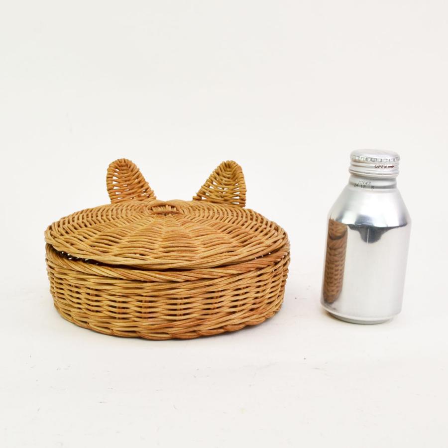 籐製キャットハウス バスケット型 giau ラタン製 キャットバスケット 猫耳 フタ付き 収納 : ラタンハウス
