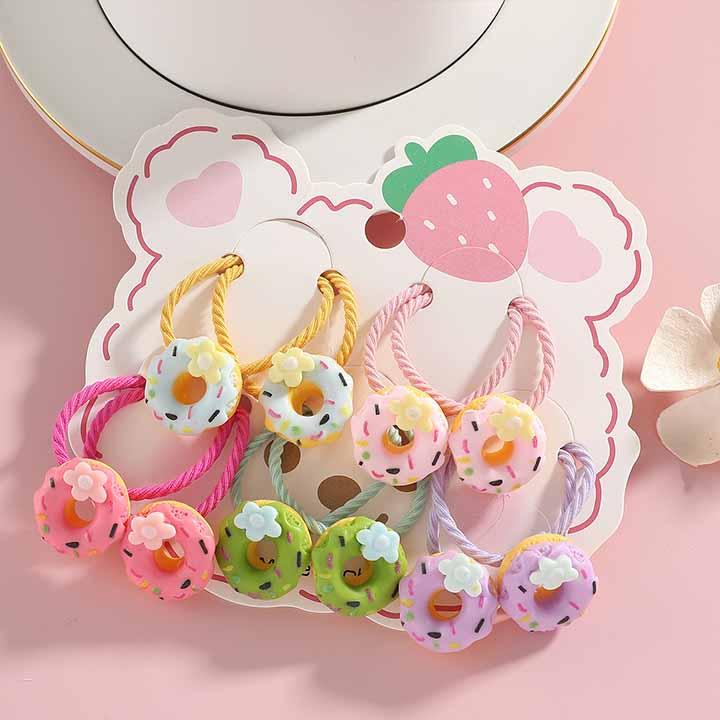 女の子 ドーナツ ヘアゴム 2個セット キッズ ベビー アクセサリー ヘア