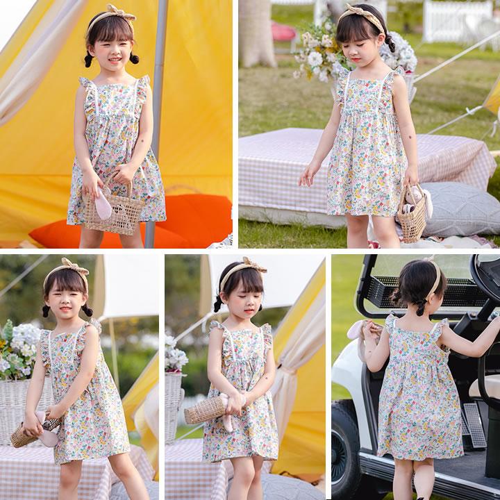 超格安一点 子供服 女の子 花柄フリルチュニックワンピース 全2色 夏 ノースリーブ カジュアル キッズ プチプラ ジュニア おしゃれ 安い 可愛い 新品 かわいい Supplystudies Com