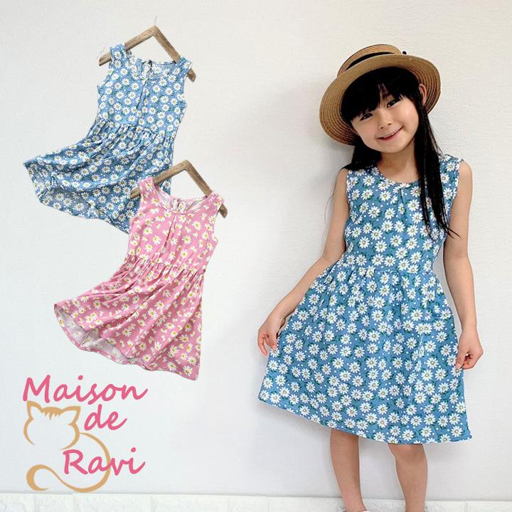 ノースリーブ ワンピース 全2色 100cm 110cm 1cm 130cm 140cm ワンピース 総柄 子供服 女の子 キッズ プチプラ 春服 夏服 Cmp143 Maison De Ravi 通販 Yahoo ショッピング