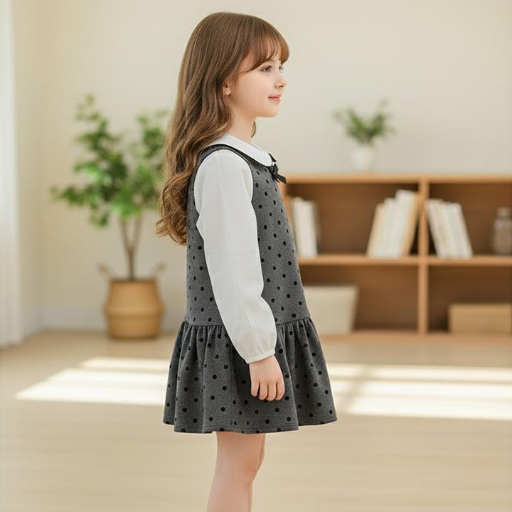 女の子 セットアップ ジャンパースカート ブラウス 2点セット ドット柄 