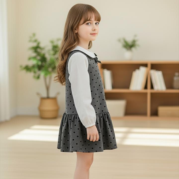 女の子 セットアップ ジャンパースカート ブラウス 2点セット ドット柄