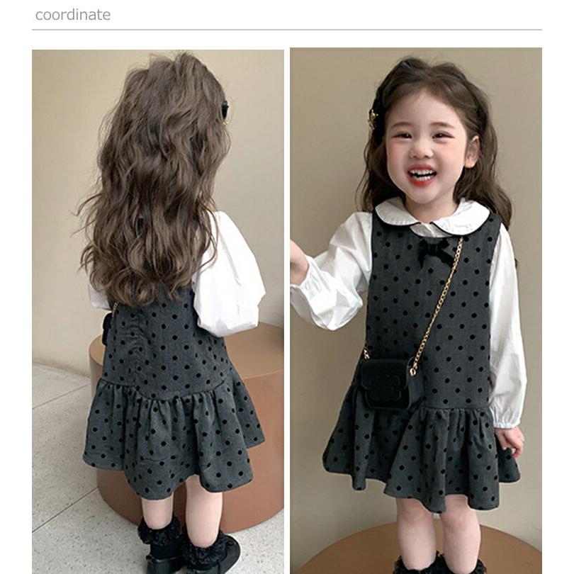 女の子 セットアップ ジャンパースカート ブラウス 2点セット ドット柄