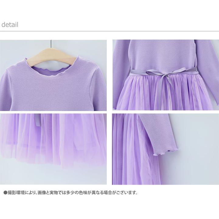ワンピース 子供服 女の子  長袖 チュール リボン 春 秋 発表会 入学式 100cm 110cm 120cm 130cm 140cm | ブランド登録なし | 19