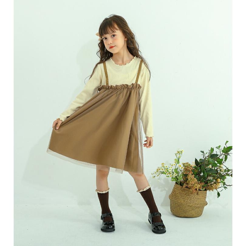 子供服 ワンピース 長袖 ワンピース長袖 チュール 子供 女の子 キッズ  