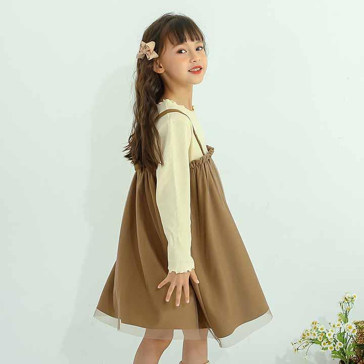 子供服 ワンピース 長袖 ワンピース長袖 チュール 女の子 キッズ 100cm