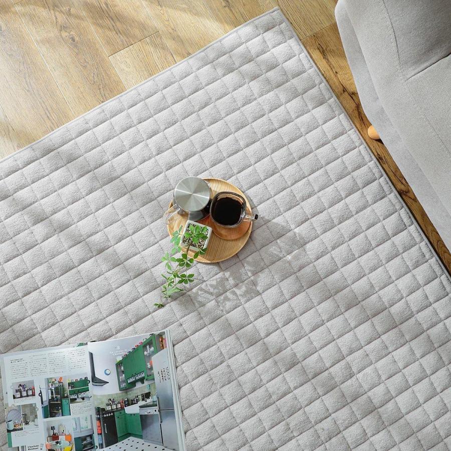 グラムスタイル カーペット キルトラグ 洗える ラグマット 夏用 タオル地 綿100％ 滑り止め付 床暖房 対応 1.5畳 130×190cm グレー