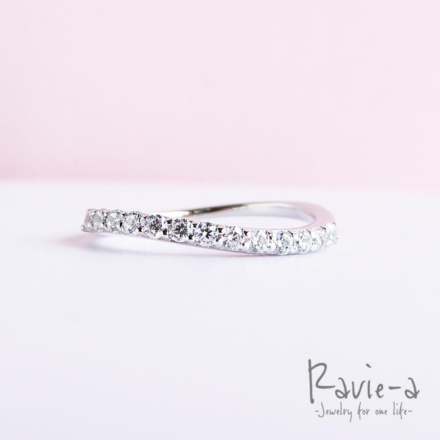 シルバー925 ハーフエタニティリング ウェーブデザイン プラチナ 婚約